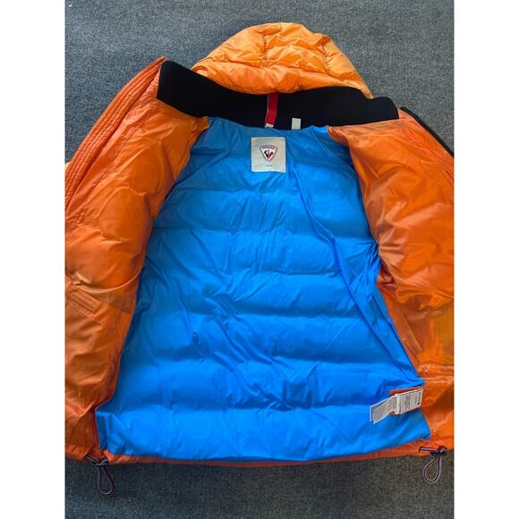 Rossignol Cesar Mens Orange Full-Zip Hooded Down Puffer Jacket Size M - Picture 7 of 11